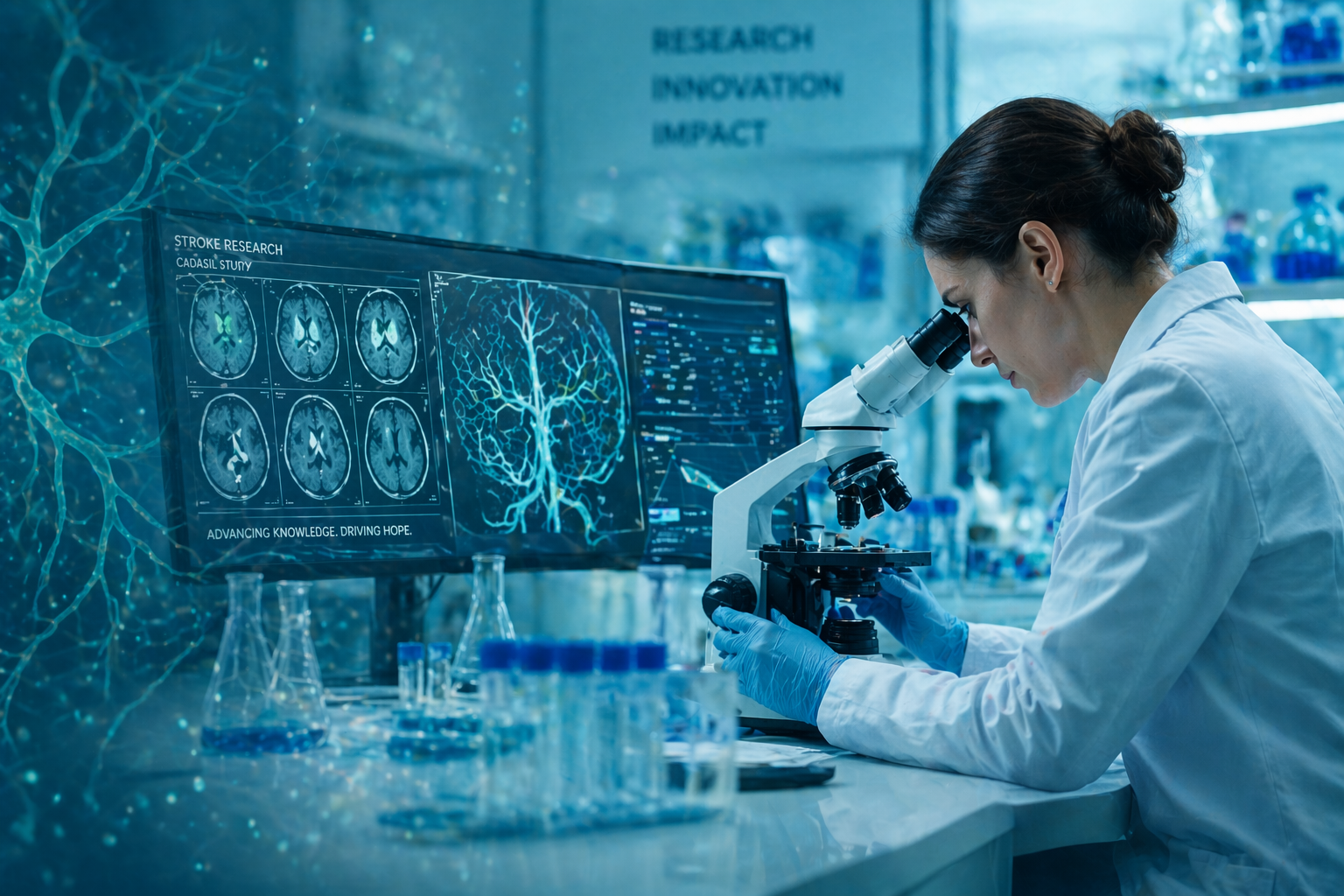 Researcher analyzing brain imaging data on a screen